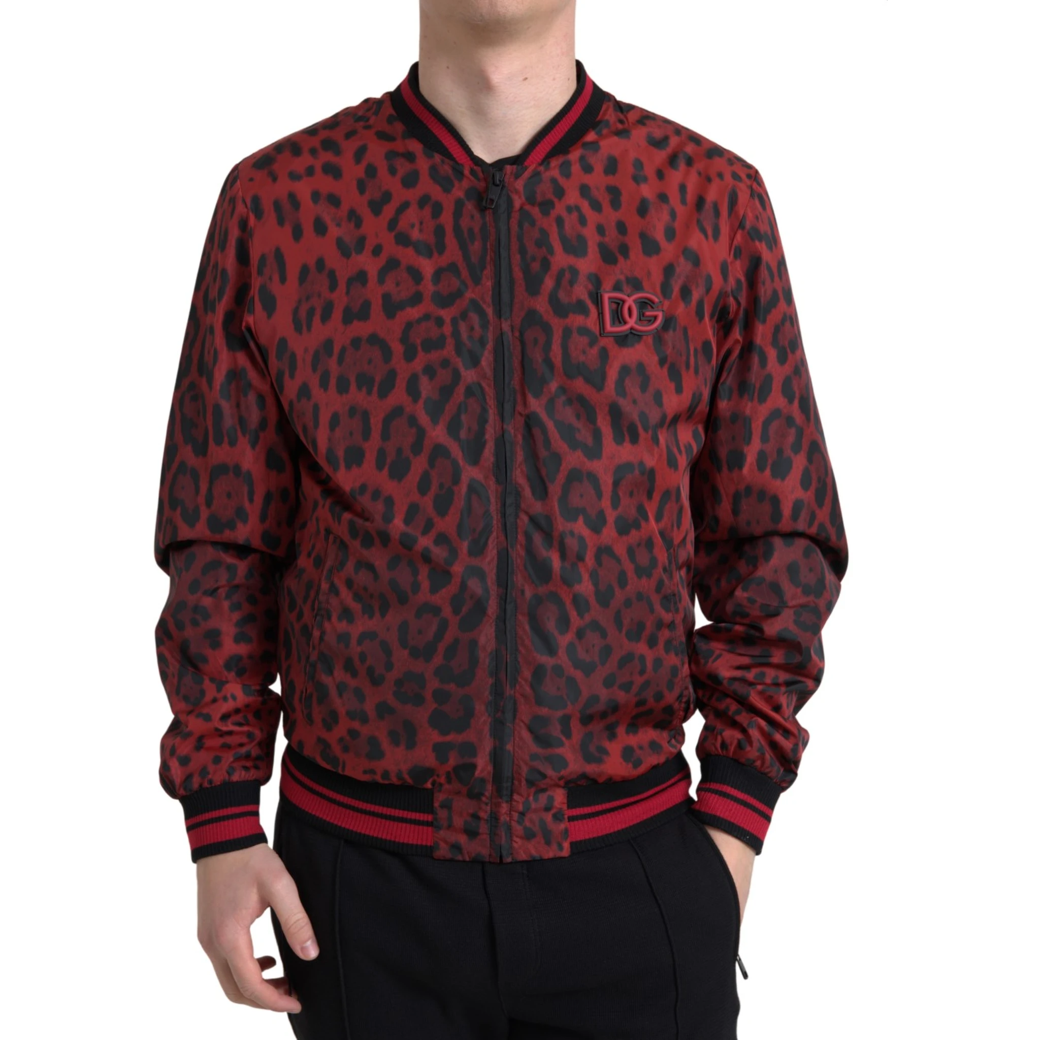 Red Leopard Bomber Short Coat Jacket