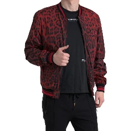 Red Leopard Bomber Short Coat Jacket