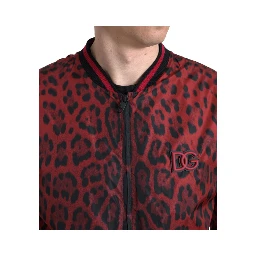 Red Leopard Bomber Short Coat Jacket