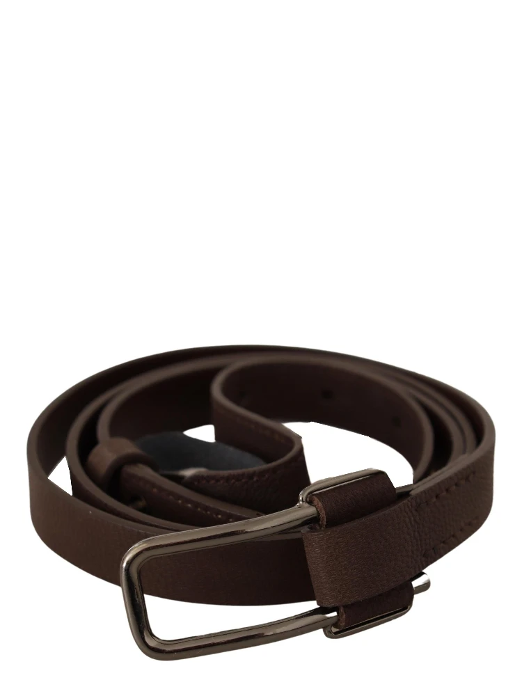 Brown WX Silver Metal Buckle Belt