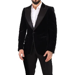 Black Velvet Single Breasted One Button Blazer