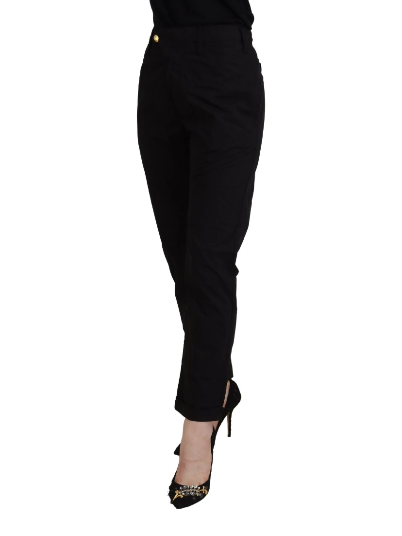 Black Cotton Baggy High Waist Women Pants