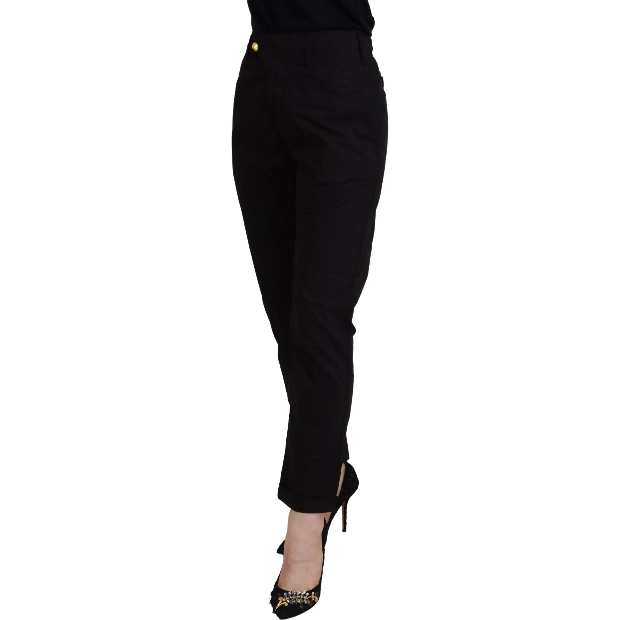 Black Cotton Baggy High Waist Women Pants
