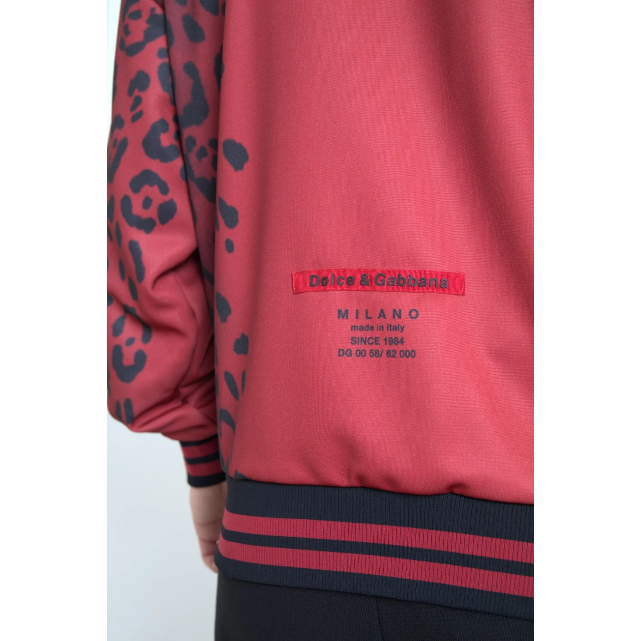 Red Leopard Polyester Bomber Full Zip  Jacket