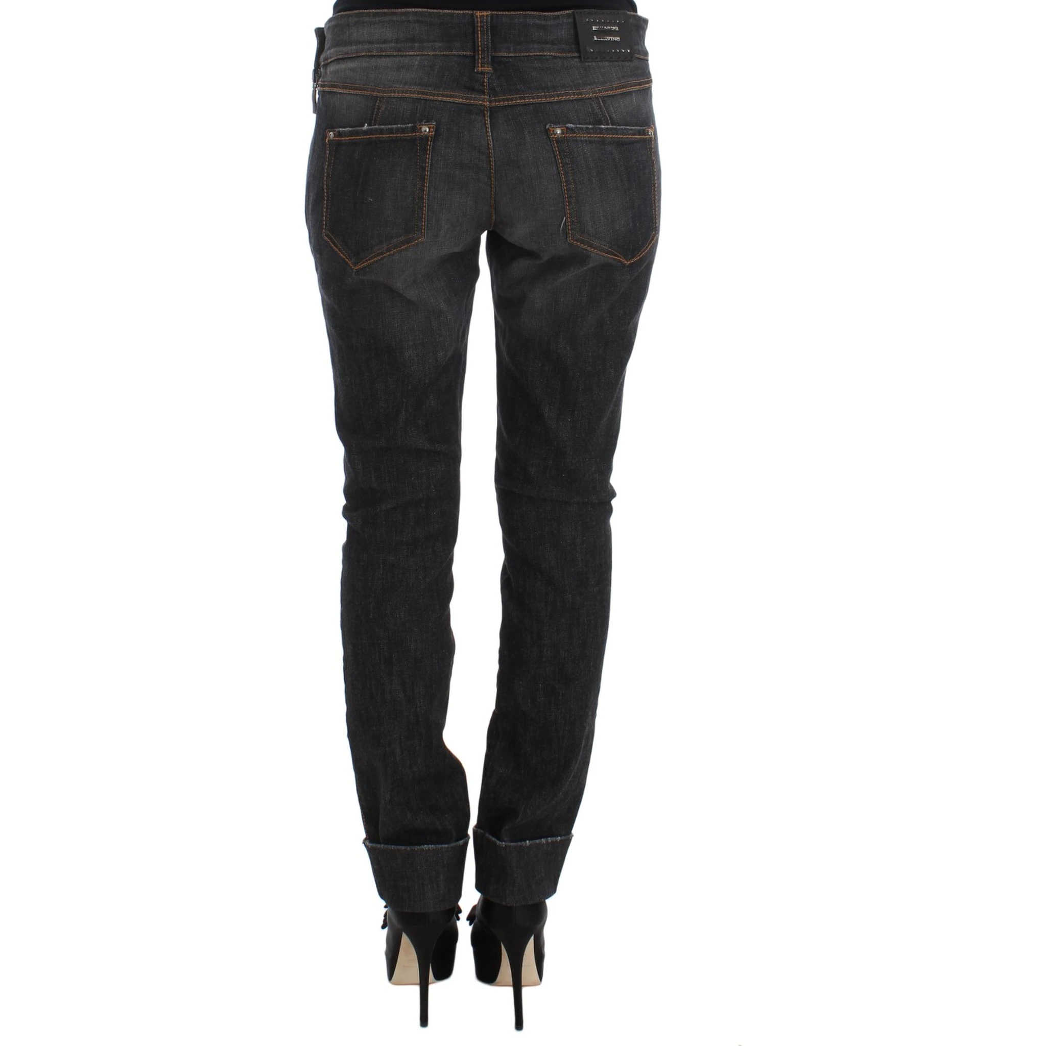 Gray Cotton Slim Fit Denim Jeans