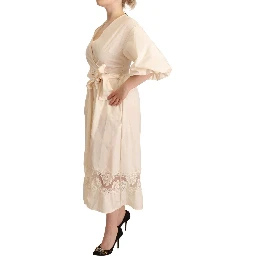 Off White Short Sleeves Maxi A-line Wrap Dress