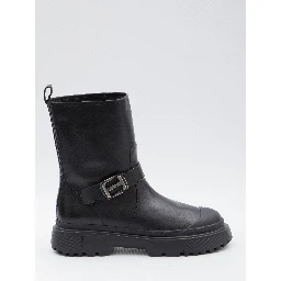 H619 Leather Biker Boot