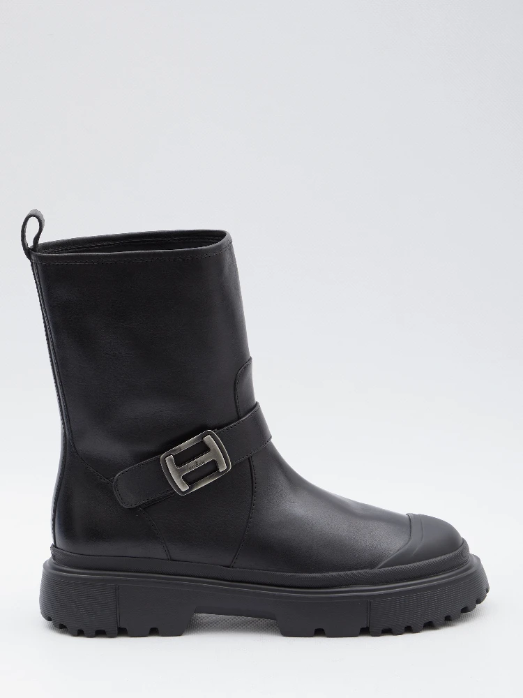 H619 Leather Biker Boot