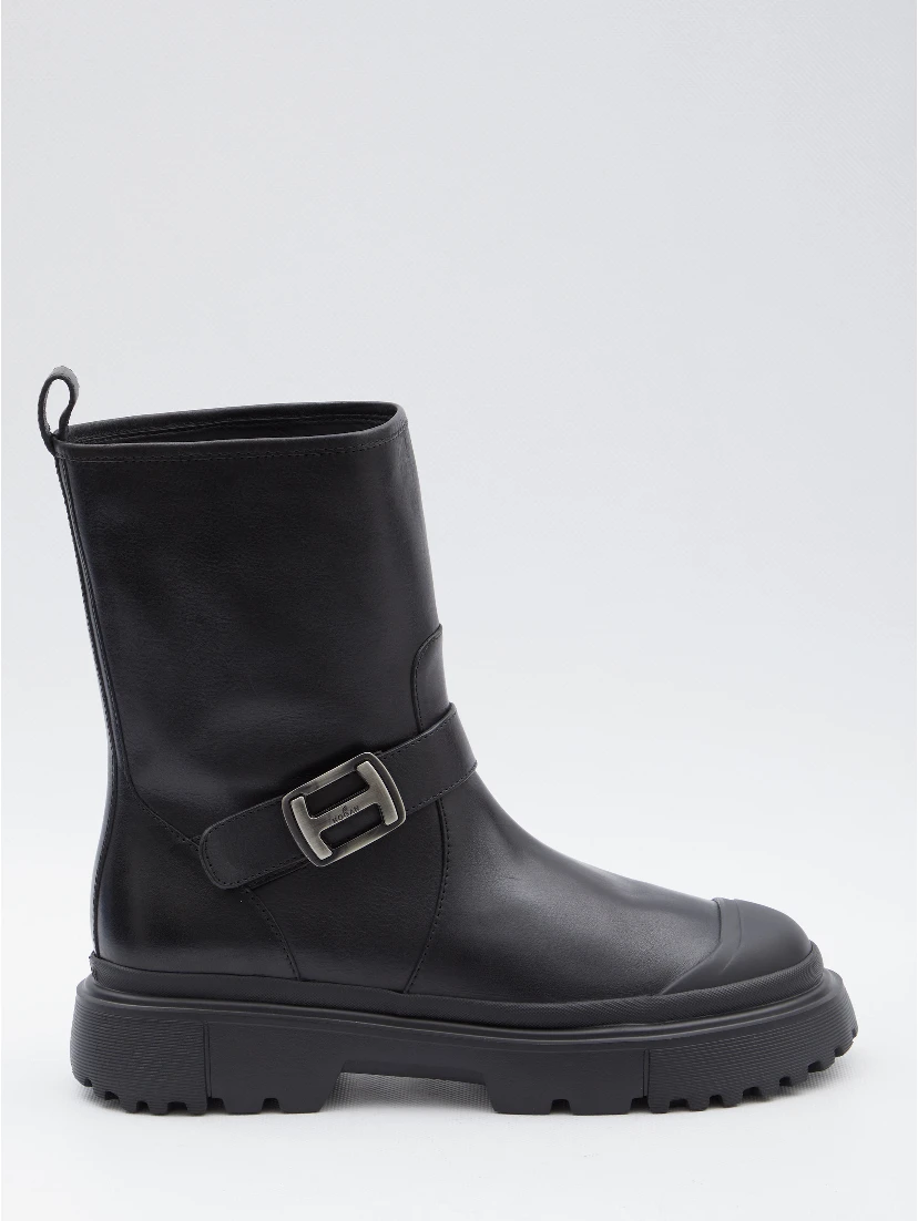 H619 Leather Biker Boot