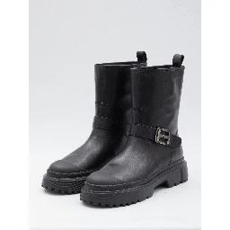 H619 Leather Biker Boot