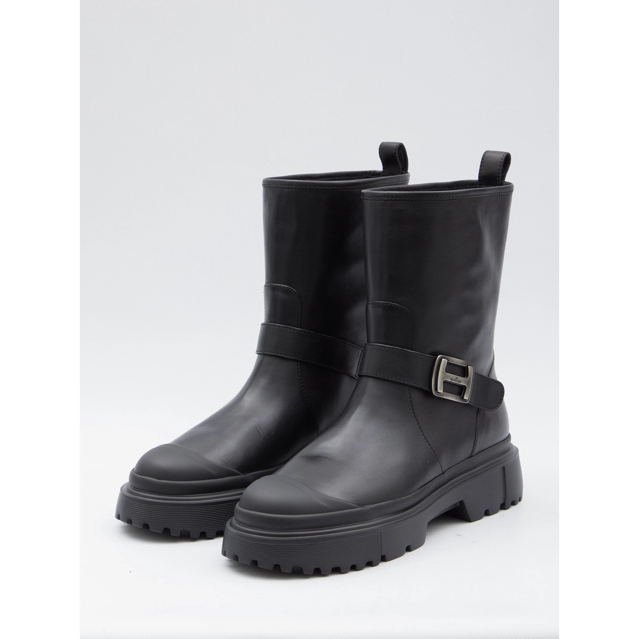 H619 Leather Biker Boot