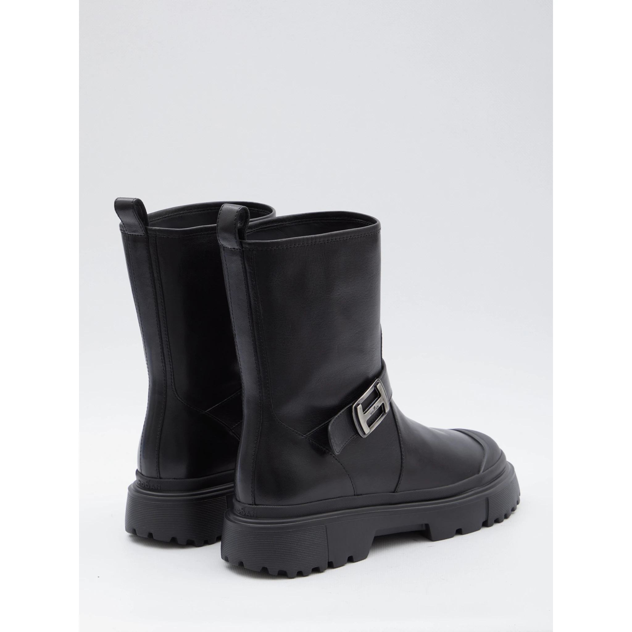 H619 Leather Biker Boot