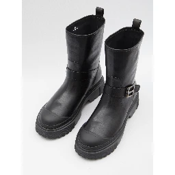 H619 Leather Biker Boot