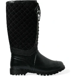 Black Chioggia Rubber Suede Rain Boots Shoes