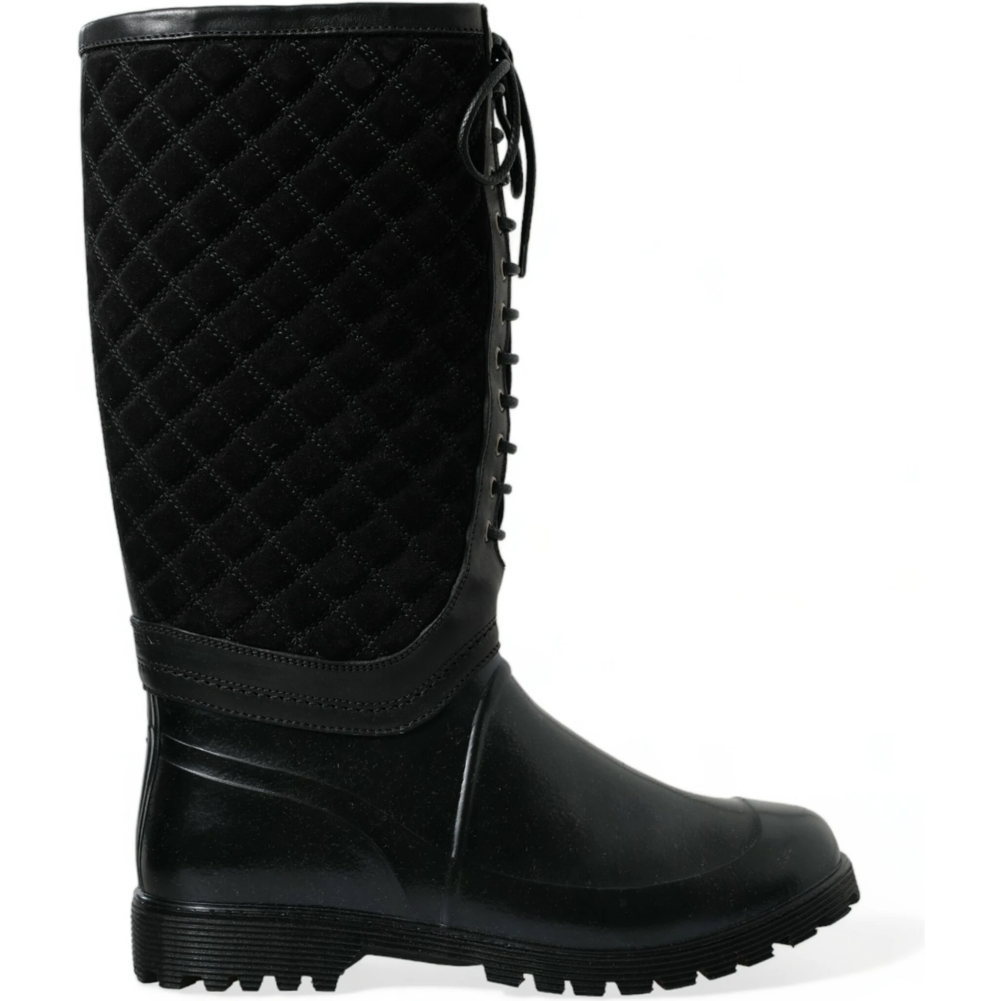 Black Chioggia Rubber Suede Rain Boots Shoes
