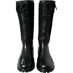 Black Chioggia Rubber Suede Rain Boots Shoes