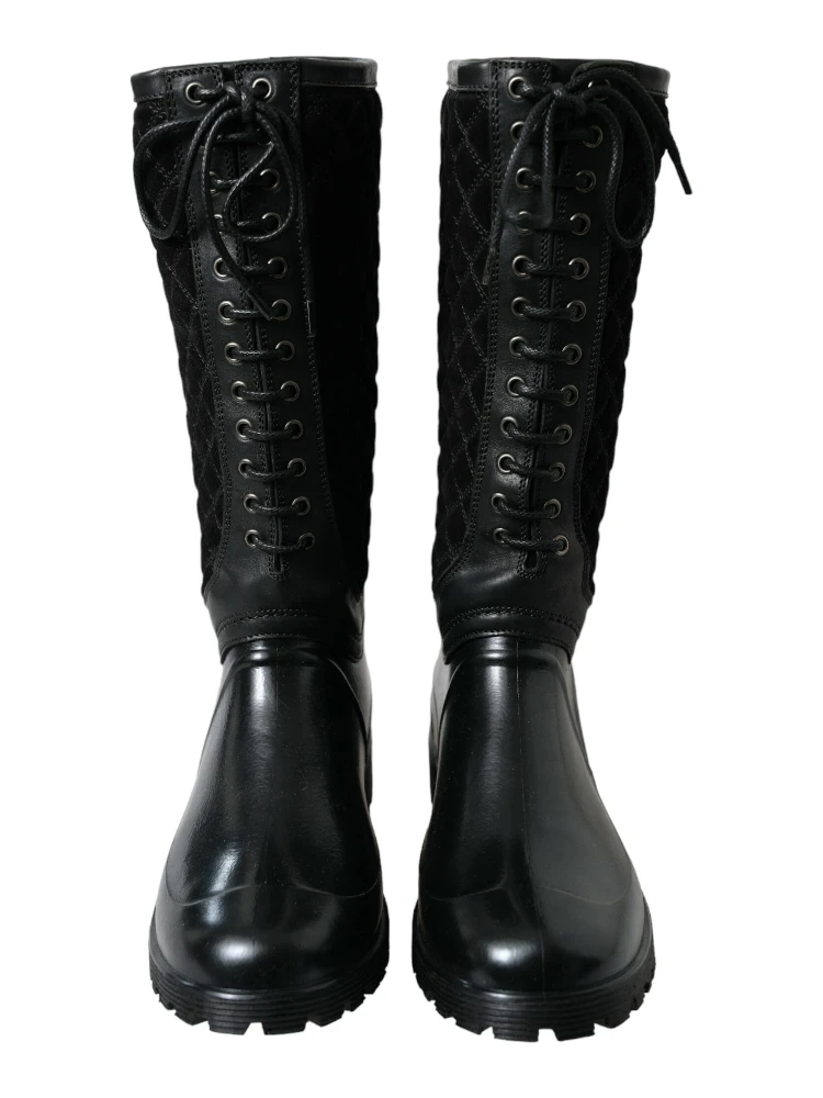 Black Chioggia Rubber Suede Rain Boots Shoes alternative
