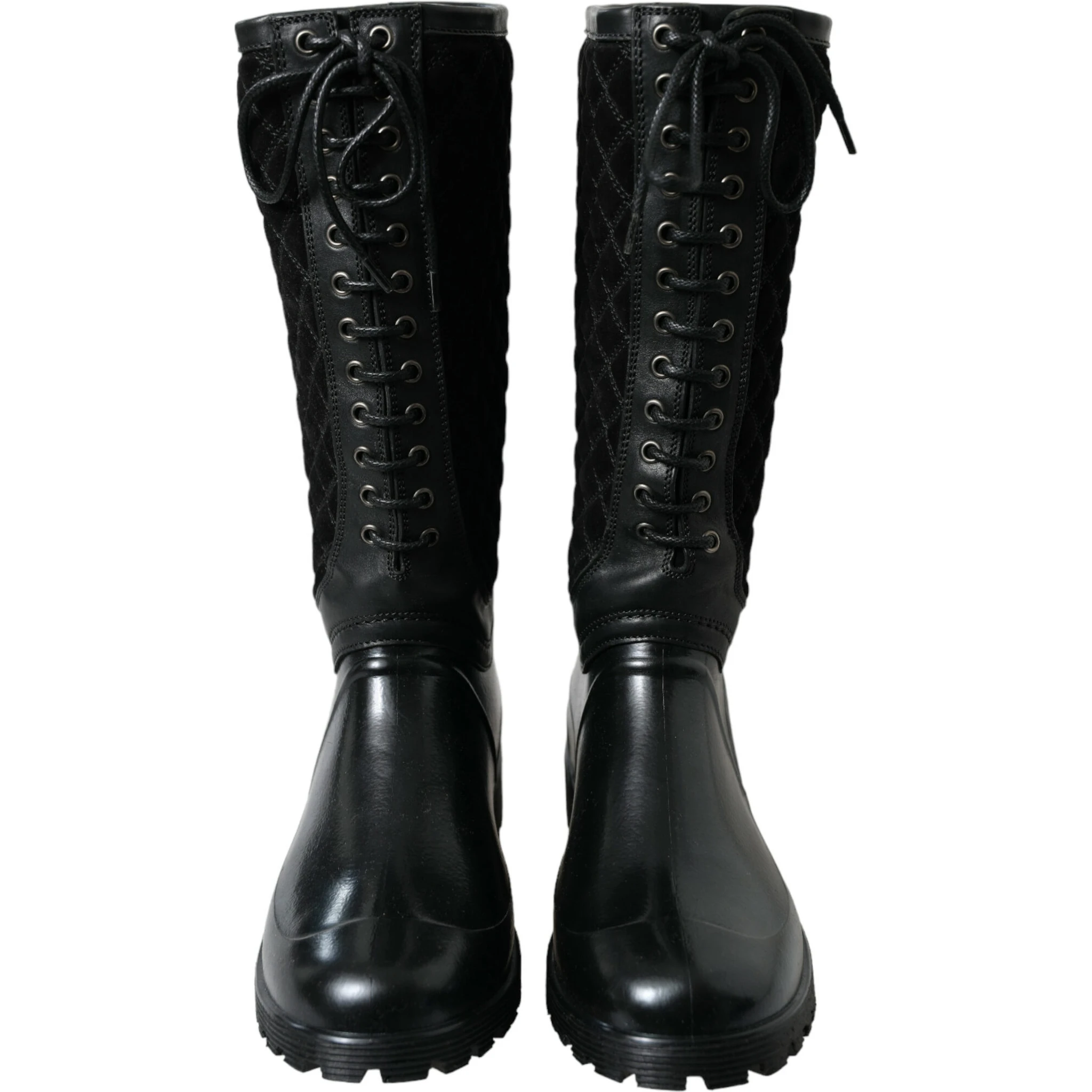 Black Chioggia Rubber Suede Rain Boots Shoes