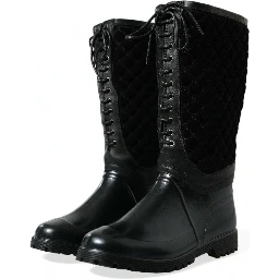 Black Chioggia Rubber Suede Rain Boots Shoes