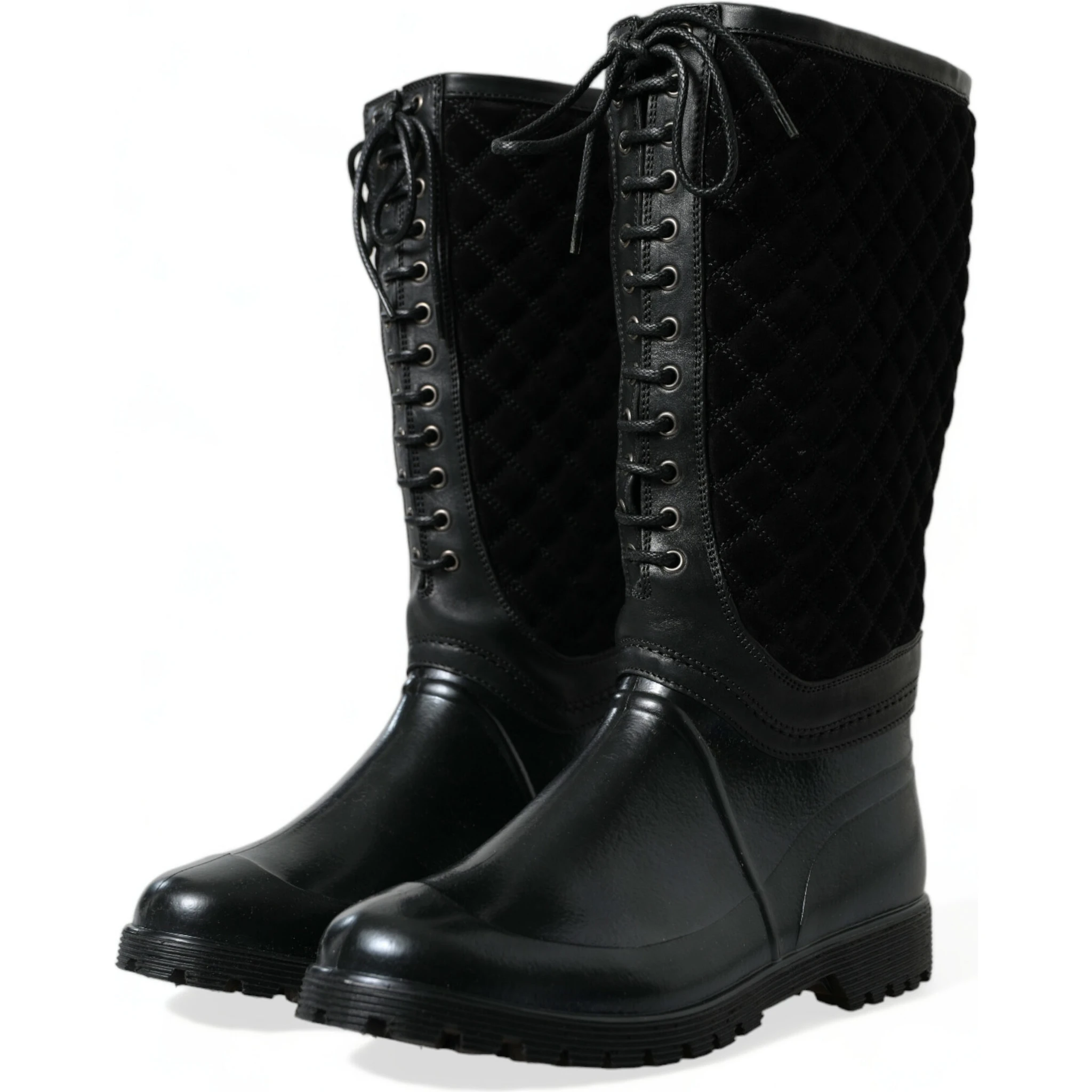 Black Chioggia Rubber Suede Rain Boots Shoes