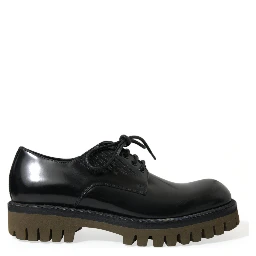 Black Leather Lace Up Derby Men Dress Shoes