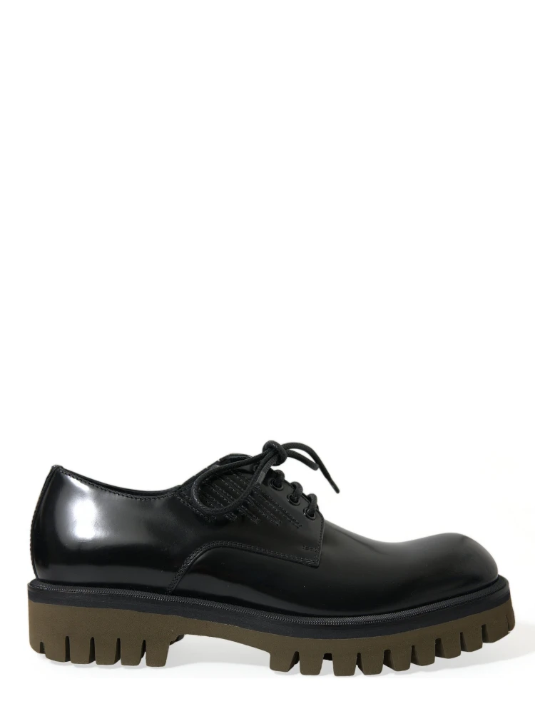 Black Leather Lace Up Derby Men Dress Shoes