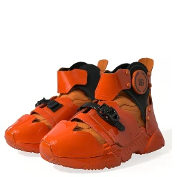 Orange Multi Panel Chunky High Top Sneakers Shoes