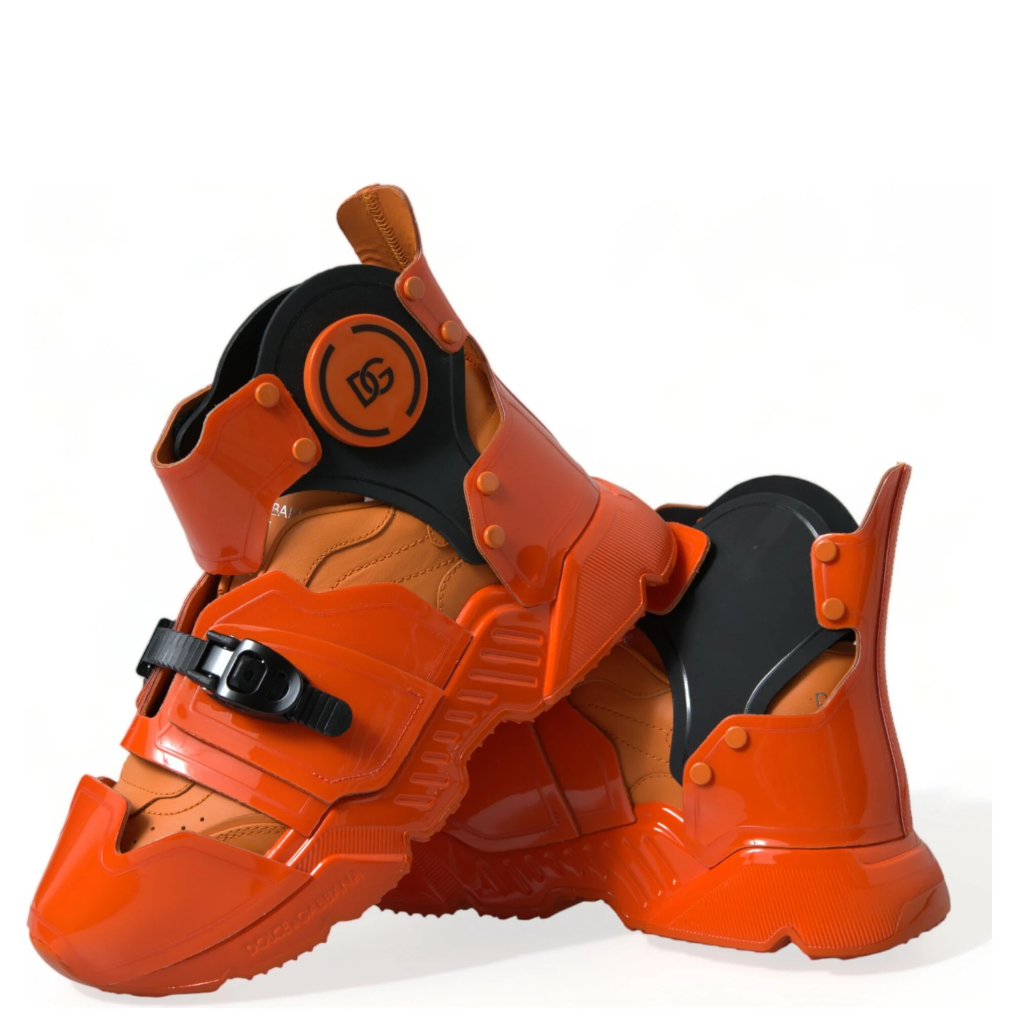 Orange Multi Panel Chunky High Top Sneakers Shoes