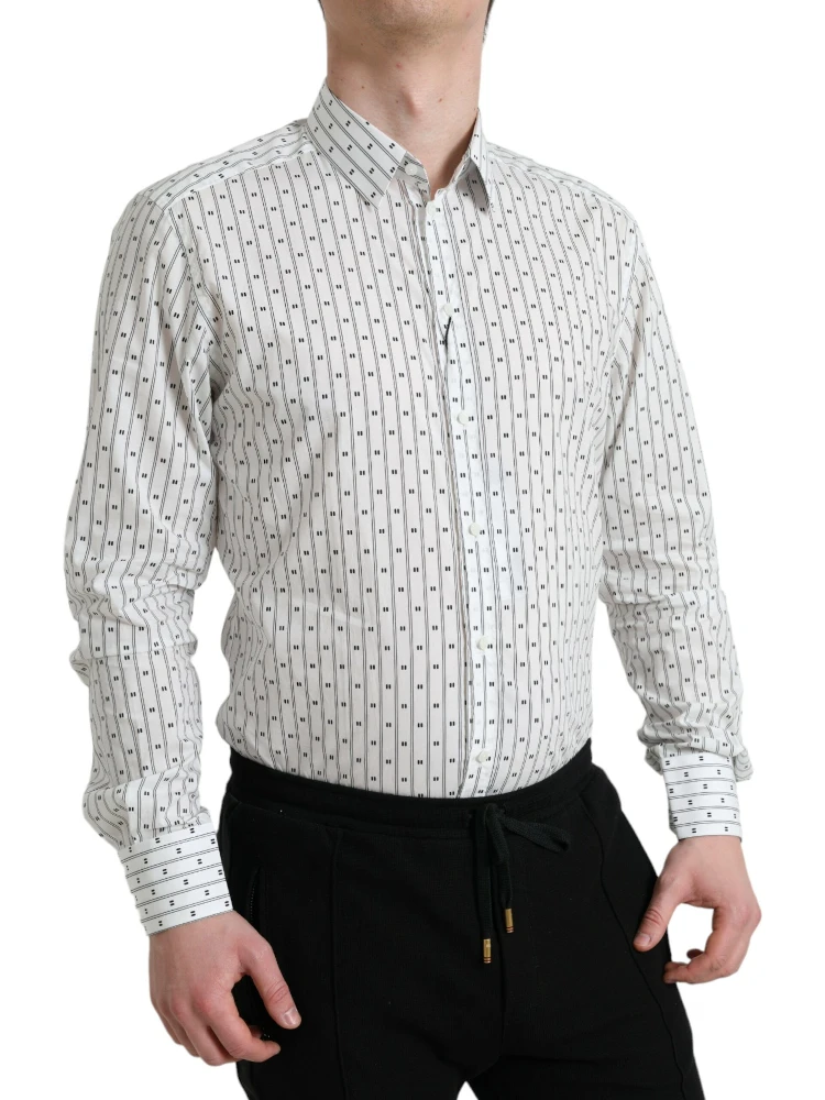 White Patterned Men GOLD Formal Dress Shirt alternative