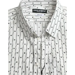 White Patterned Men GOLD Formal Dress Shirt