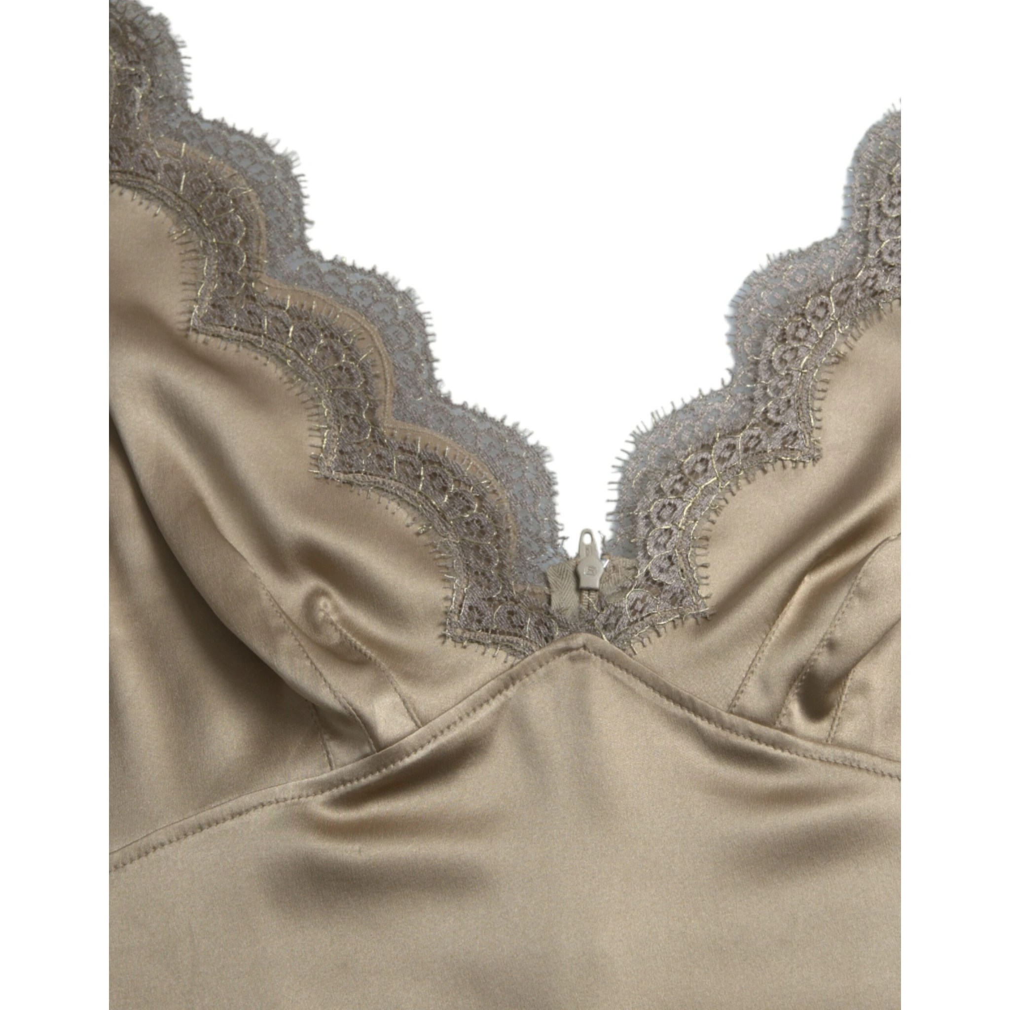Brown Lace Trim V-neck Sleeveless Tank Top