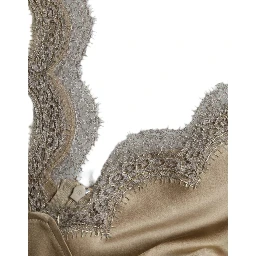 Brown Lace Trim V-neck Sleeveless Tank Top