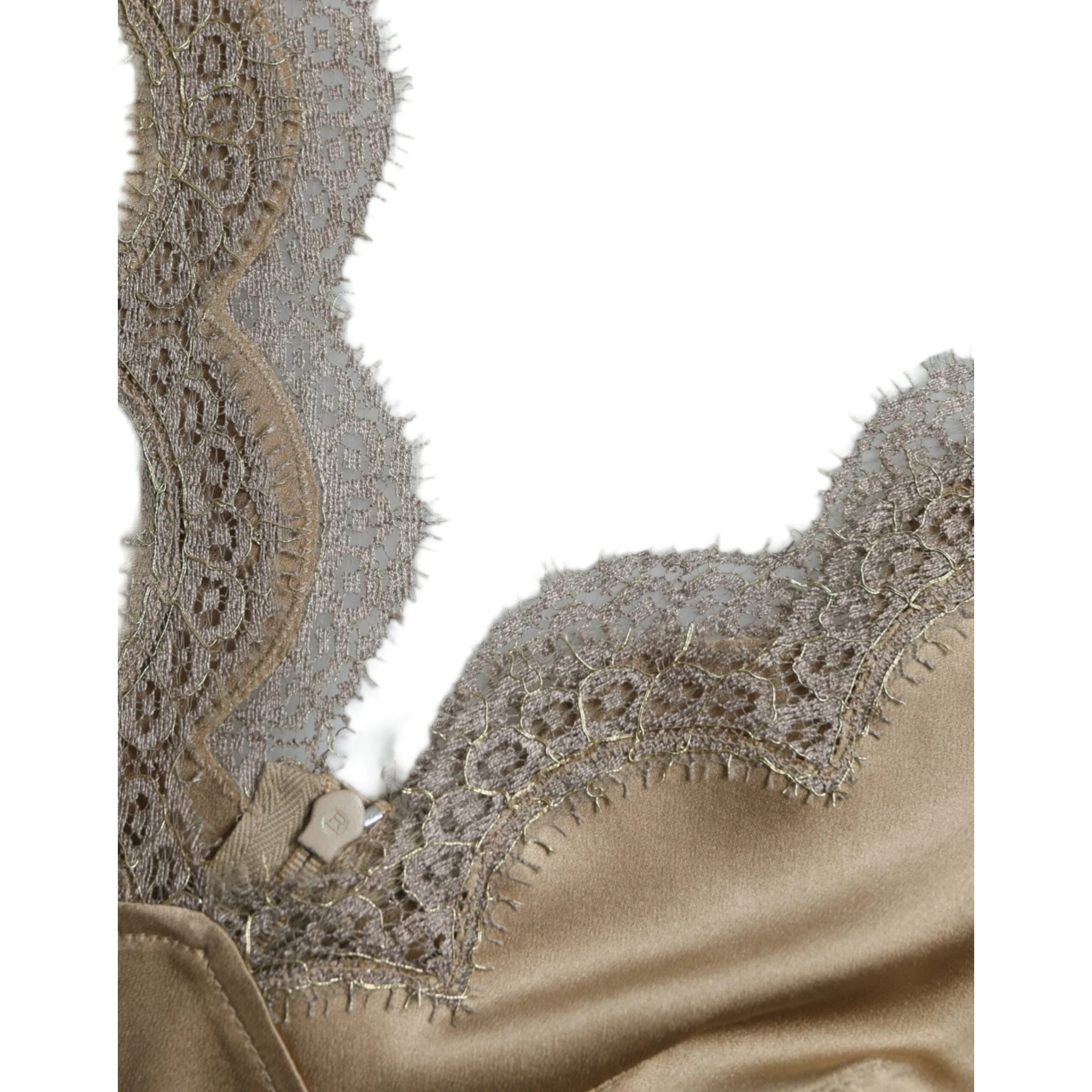 Brown Lace Trim V-neck Sleeveless Tank Top