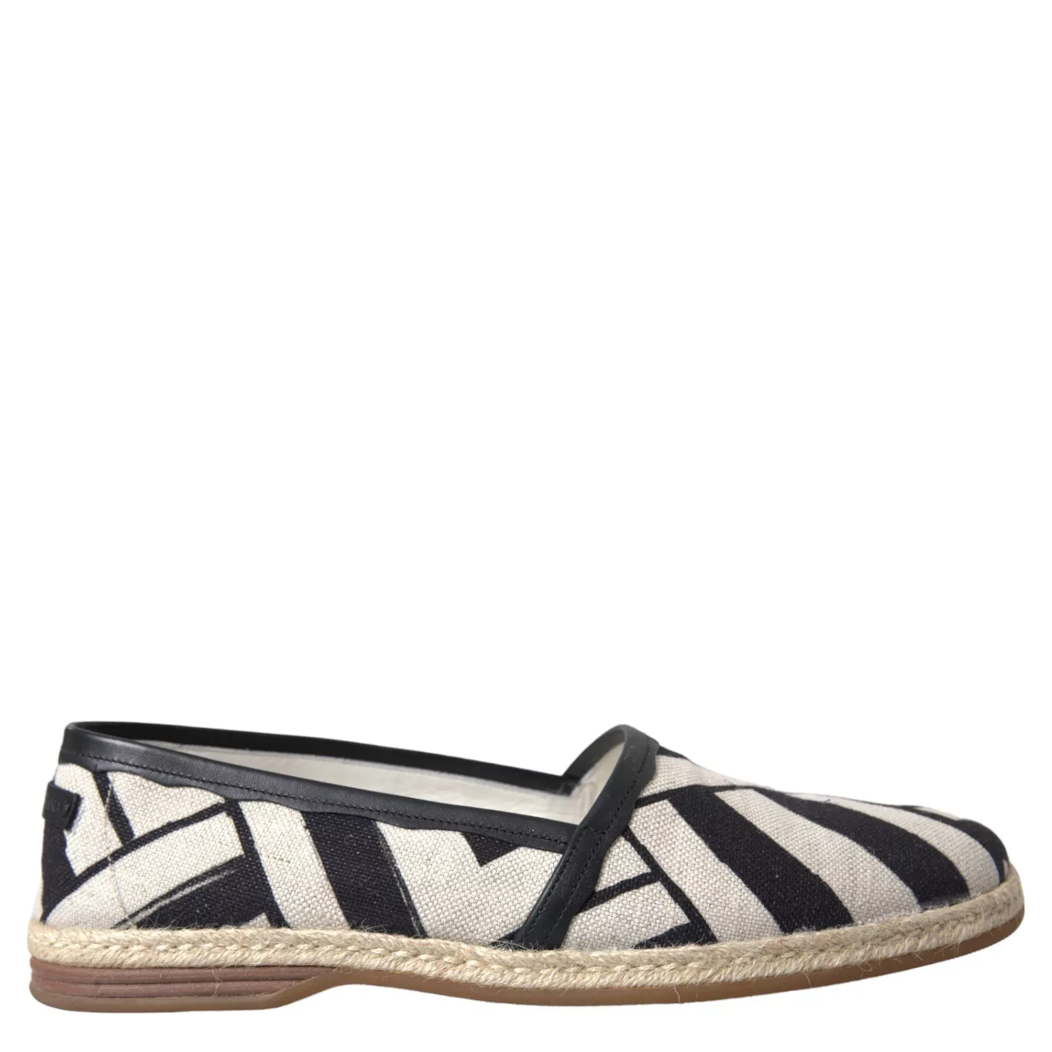 Black White Stripes Slip On Espadrille Shoes