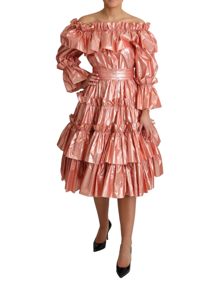 Pink Ruffled Dress Silk Cotton Gown Dress alternative