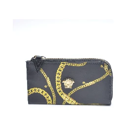 Leather Medusa Head Chain Organizer Zip Card Case Wallet