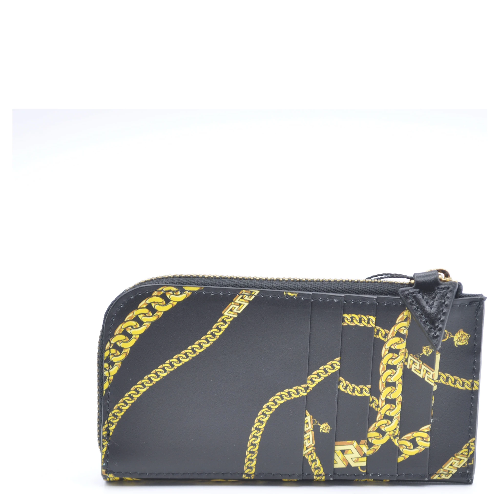 Leather Medusa Head Chain Organizer Zip Card Case Wallet