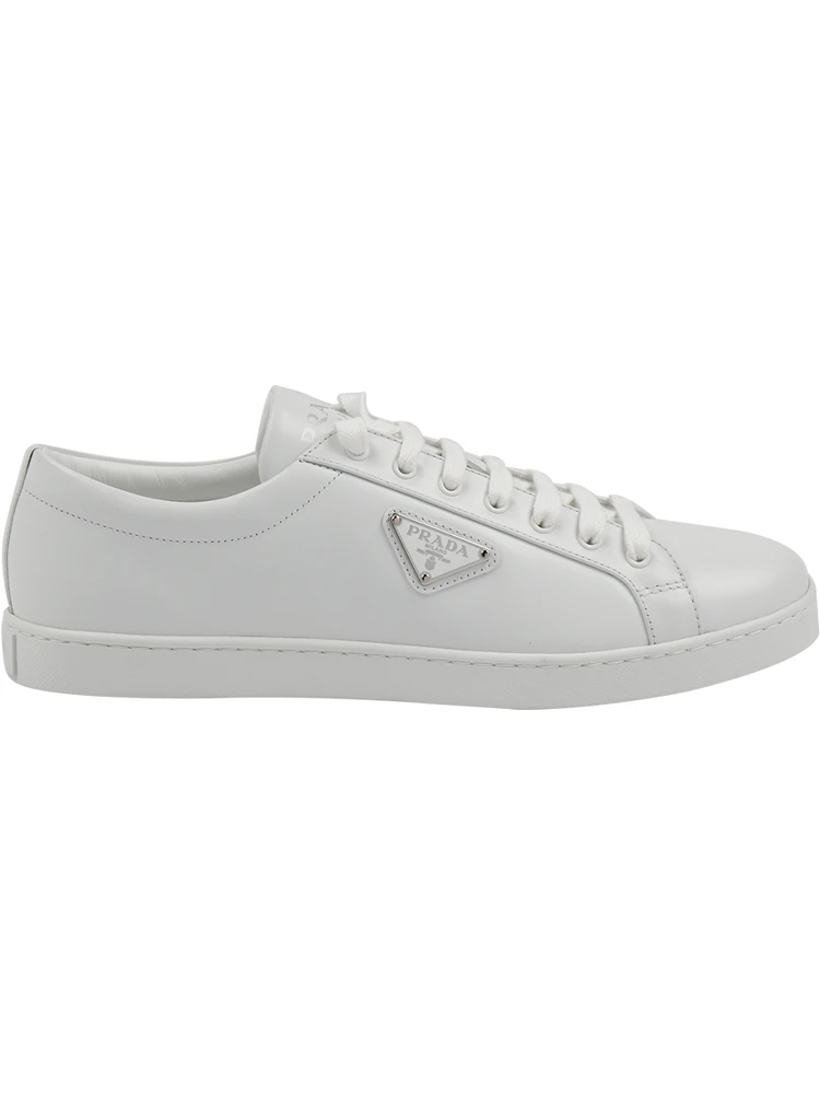 Logo Sneakers in Brushed Leather