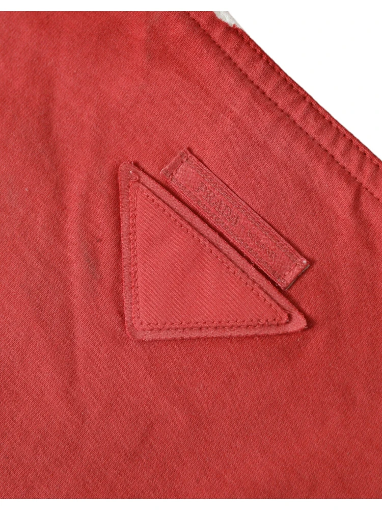 Red Jersey Fabric Logo Shoulder Shopping Tote Bag alternative