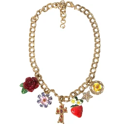 Gold Chain Rose Cross Strawberry Star Pendant Necklace