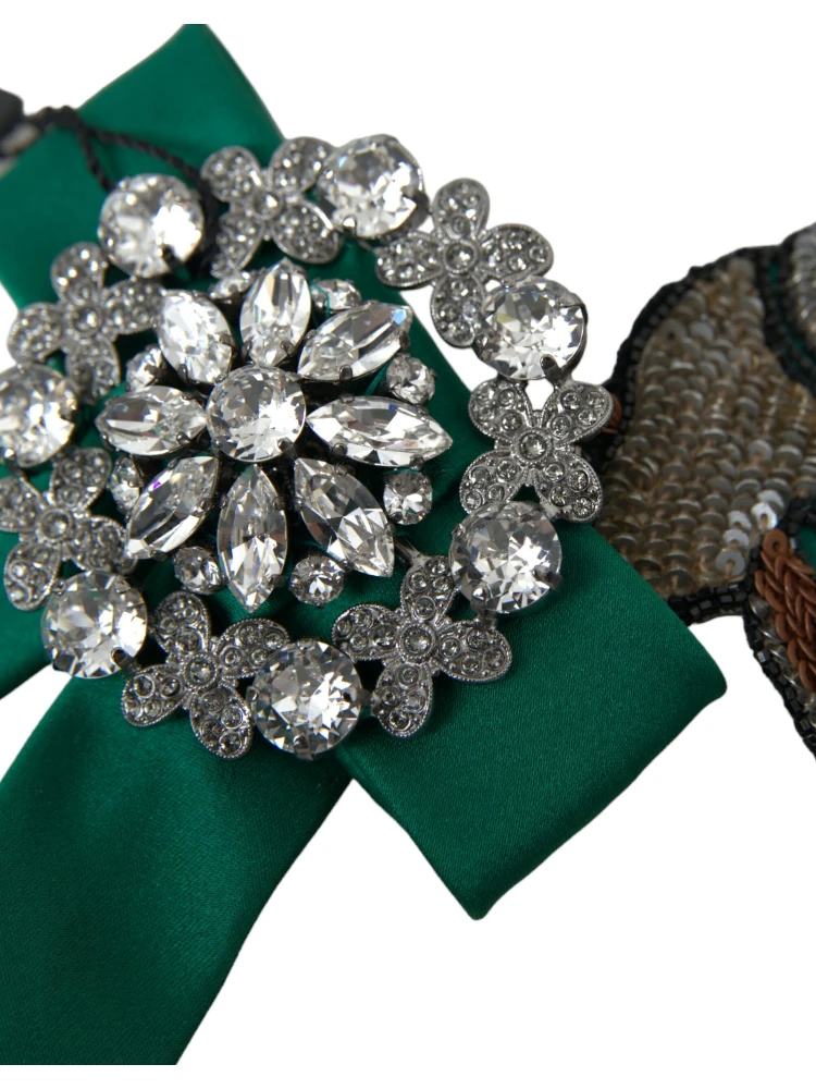 Green Satin Bird Crystal Women Hair Clip alternative