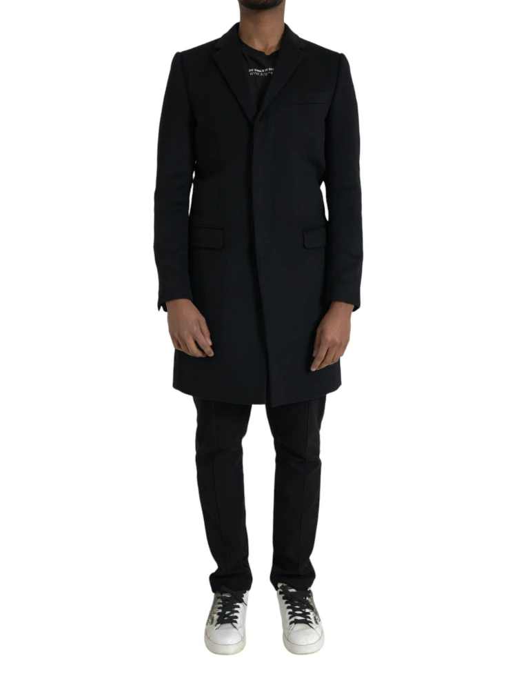 Black Single Breasted Trench Coat Jacket