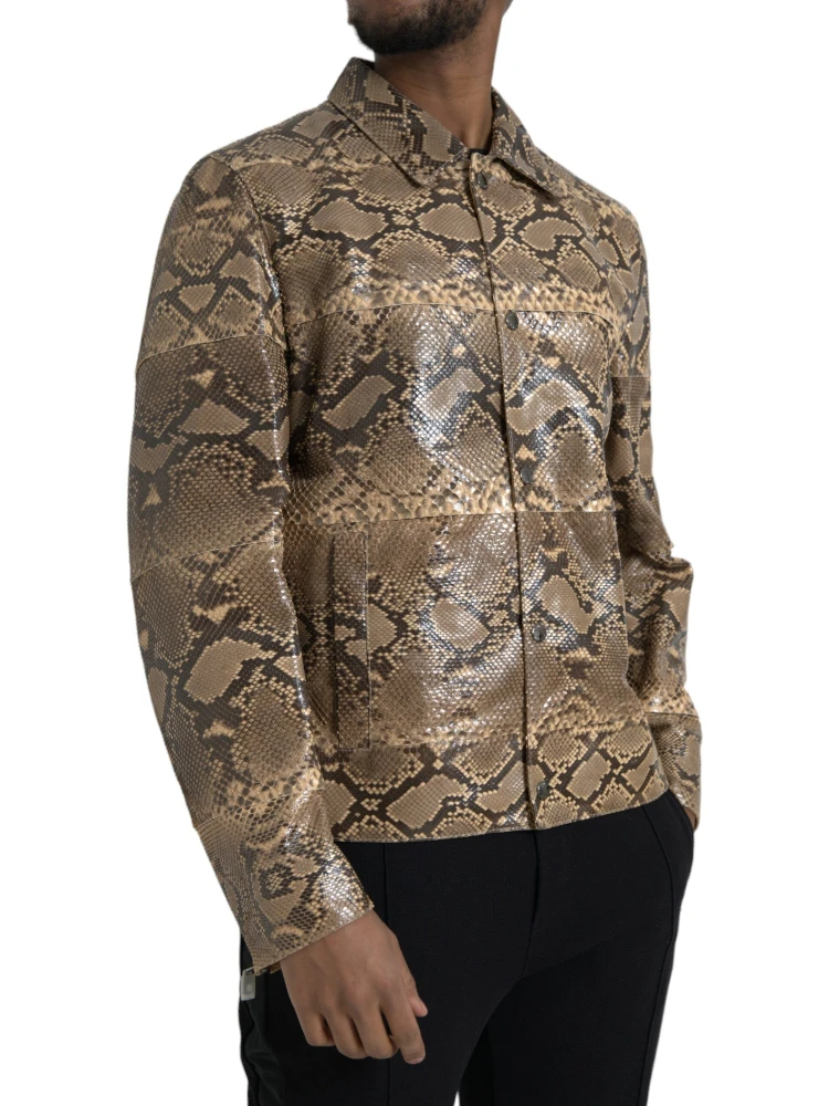 Beige Exotic Leather Biker Blouson Jacket alternative