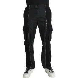 Black Cotton Blend Skinny Pants