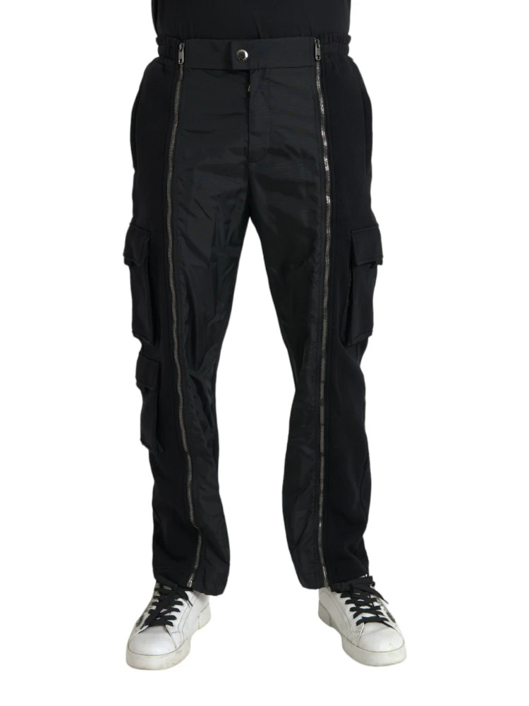 Black Cotton Blend Skinny Pants