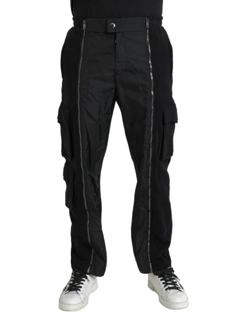 Black Cotton Blend Skinny Pants
