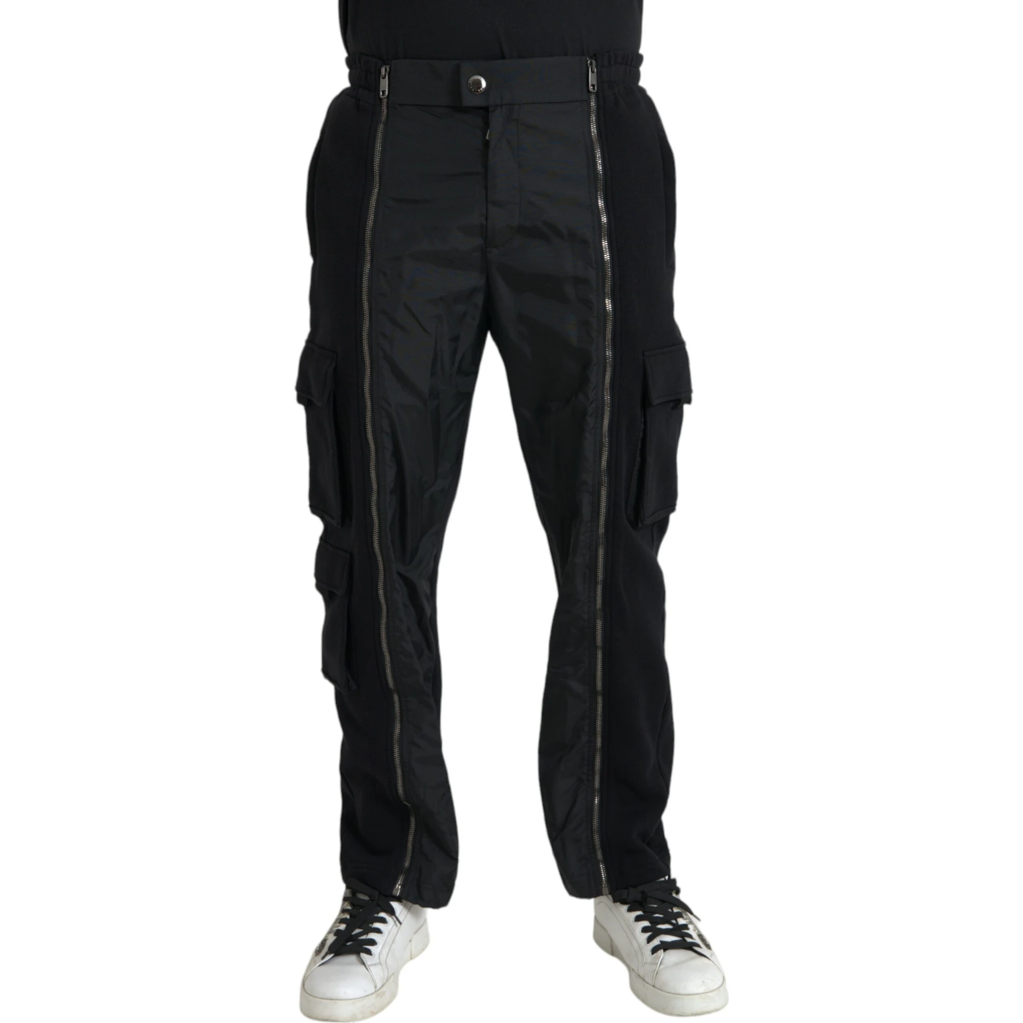 Black Cotton Blend Skinny Pants