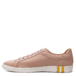 Pink Fabric And Leather Low Top Sneakers