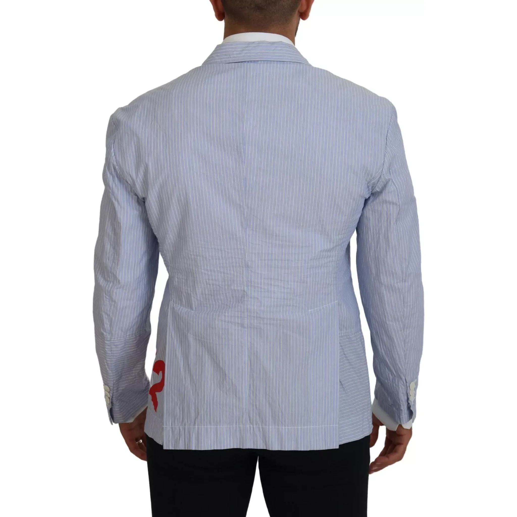Blue Striped Single Breasted Formal Coat Blazer