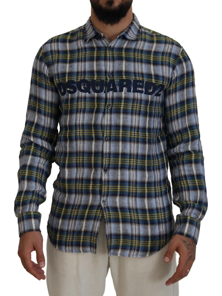 Multicolor Checkered Casual Men Long Sleeves Shirt